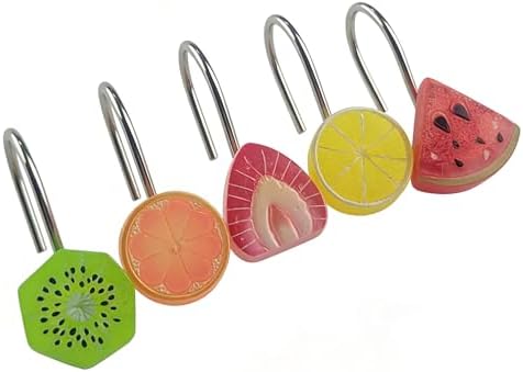 Two Fish Home Fashions Set of 12 Decorative Fruits Shower Curtain Hooks - Image 4