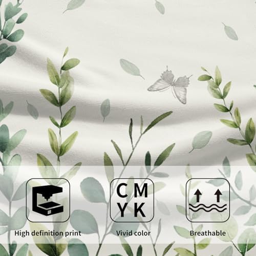 Sage Green Eucalyptus Hand Bath Towel Watercolor Leaves Butterfly Soft - Image 3