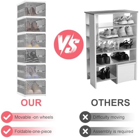 Foldable Shoe Storage Organizer, Stackable Boxes - Image 2
