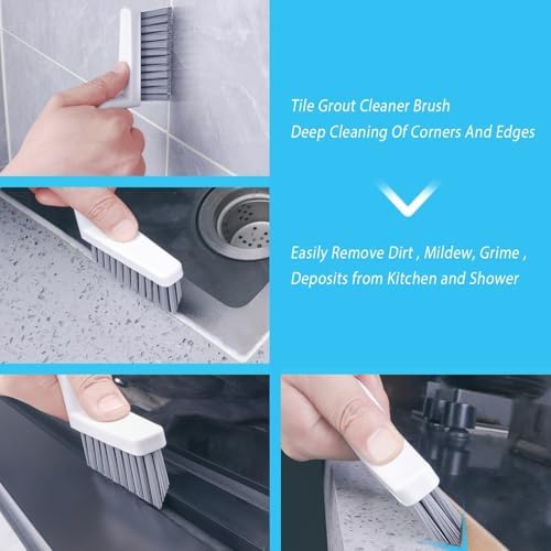 Lumkew Grout Cleaner Brush V Shape, Stiff Grout Cleaning Brushes - Image 2
