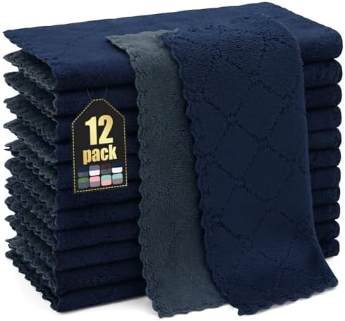 Homaxy 12 Pack Super Soft Dish Cloths, Dark Grey & Navy Blue by Homaxy