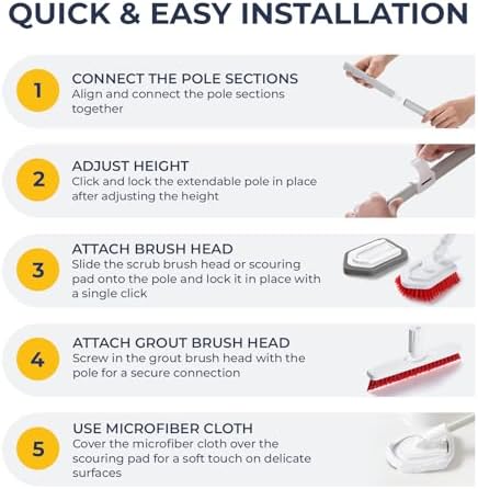 Shower Scrubber with Long Handle, Stiff Bristles Grout-Brush, Tub Scrub-Brush - Image 4