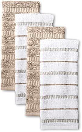 KitchenAid Albany Kitchen Towel 4-Pack Set, Milkshake Tan/White by KitchenAid