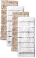 KitchenAid Albany Kitchen Towel 4-Pack Set, Milkshake Tan/White by KitchenAid