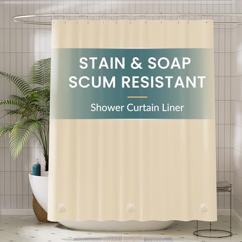 Titanker Plastic Shower Curtain Liner, 72x72 Beige Shower Liner Lightweight by Titanker