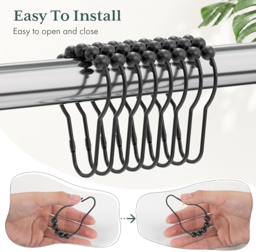 Bathway Shower Curtain Rings, Shower Curtain Hooks Black Shower Rings - Image 6