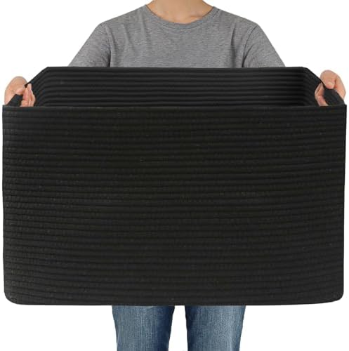 JMvicyroam 65L Large Woven Cotton Rope Blanket Basket by JMvicyroam