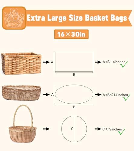 Yuiicaov 10PCS Large Cellophane Bags, 16x30 Inches Clear Cellophane Wrap - Image 2