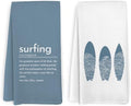 Coastal Surfing Definition Kitchen Towels and Dishcloths Set of 2, Summer Beach by HFXHANGD