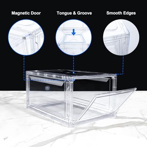 Upgraded 12 Pack Shoe Box, Acrylic Clear Shoe Boxes, Drop Front Shoe Storage Box - Image 5