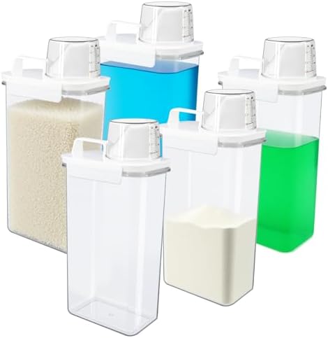 5 Pcs Liquid Laundry Detergent Dispenser 78 oz Clear Soap Powder Container by LECEHIVO