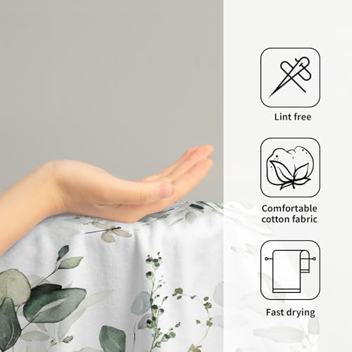 Green Eucalyptus Leaves Hand Towels Spring Sage Green Botanical Fingertip Towel - Image 4