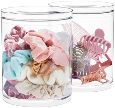 STORi Bella Tall Scrunchie Holder | Stackable Clear Plastic Container Round by STORi