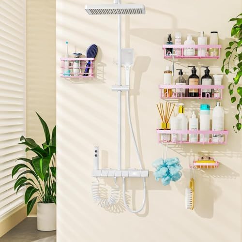 Moforoco Adhesive Shower Caddy Organizer Shelves Rack - Image 4