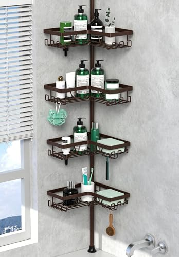 DAOYA Corner Shower Caddy Tension Pole Bronze Tension Rod Shower Organizer by DAOYA