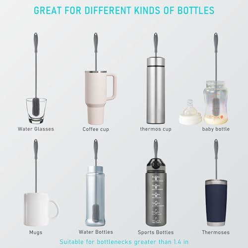 15.7" Silicone Bottle Brush, ddLUCK Water Bottle Cleaner Brush - Image 2