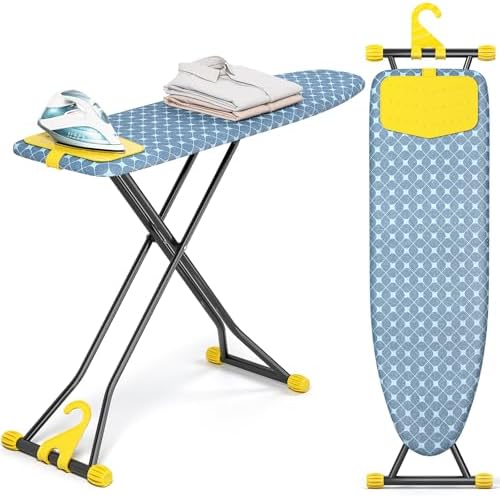 KINGBOARD Ironing Board with Silicon Iron Mat, Heavy Duty Leg 13x43 Yellow by KINGBOARD