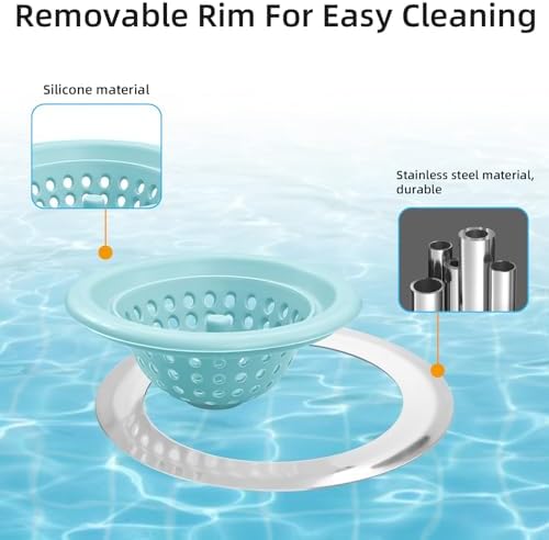 Silicone Strainer for Kitchen Sink, 2 Pack, Stainless Steel Reinforced - Image 6