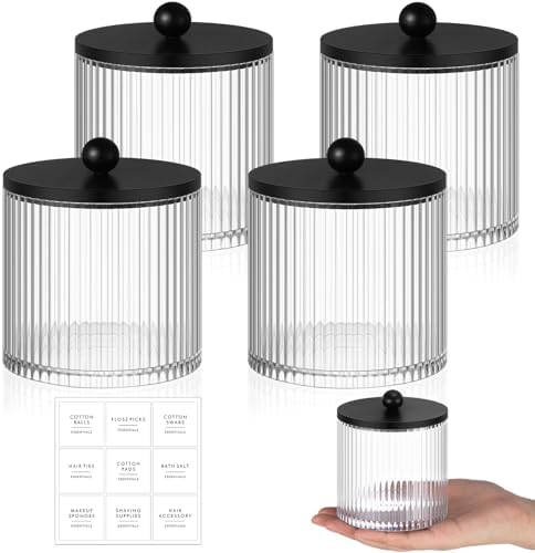 4 Pcs Plastic Holder Dispenser Bathroom Jars by Yaomiao