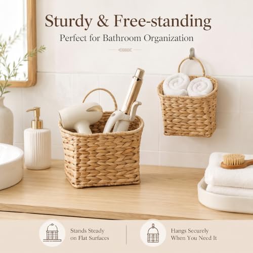 Coeusy Set of 2 Hanging Basket, Wicker Wall Basket - Image 7