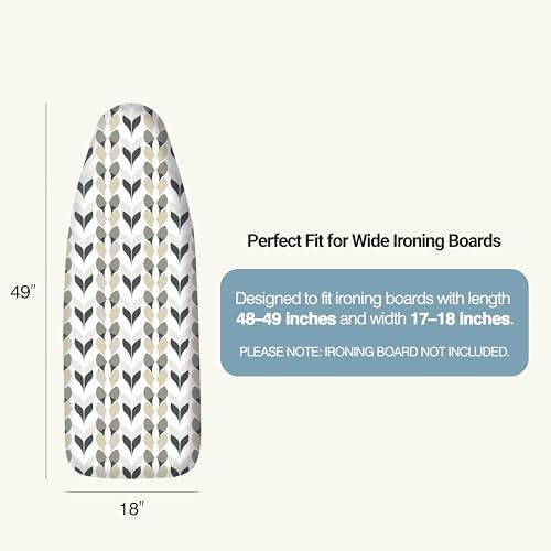 UniSimp Ironing Board Cover and Pad 18"x49" Extra Thick Natural Cotton - Image 2