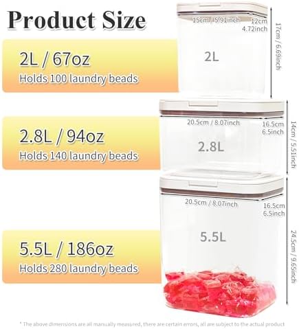 Gute 3 Pack Laundry & Dishwasher Pod Container Set, 67oz 94oz 186oz Storage - Image 2