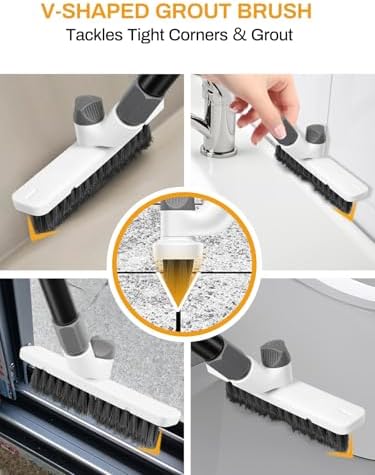 3 in 1 Floor Scrub Brush with Long Handle 55" Push Broom Stiff Bristle Scrubber - Image 6