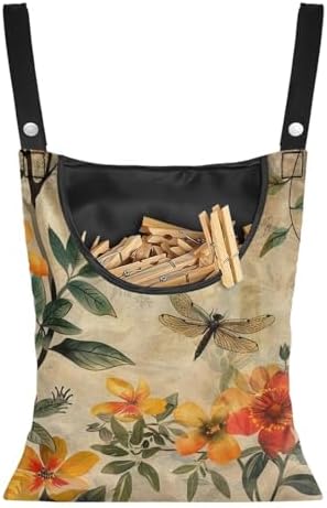 Dragonfly Clothes Pin Bags Flower Clothespin Bag Holder Clothespin Holder 14.5 by CREAMIC