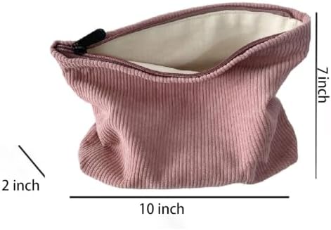SxoSyo Corduroy Makeup Bags for Women, Large Cosmetic Pouch for Purse - Image 4