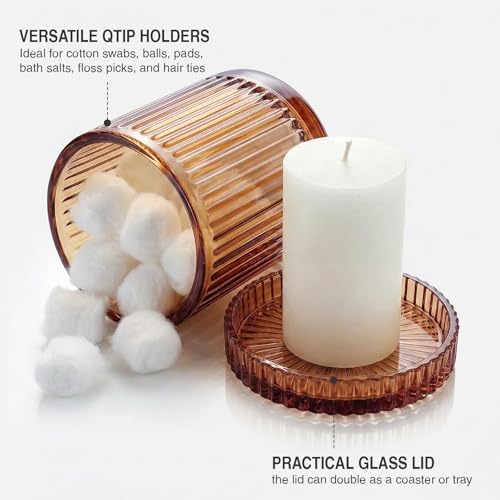 Brown Thick Glass Bathroom Qtip Holder, 2 Pack - Image 3