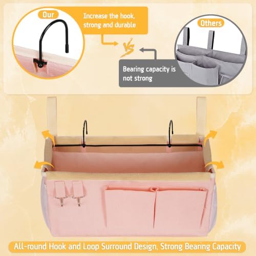 Lilithye Bedside Caddy, Bedside Storage Bag Hanging Organizer - Image 5