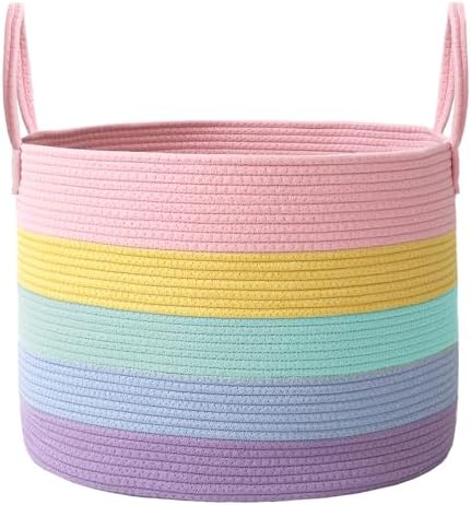 JMvicyroam 65L Extra Large Machine Washable Cotton Rope Blanket Basket by JMvicyroam