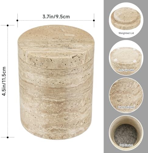 Natural Marble Canister, Cotton Swab Holder - Image 3