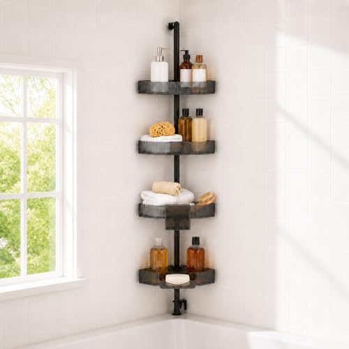Corner Shower Caddy, Adjustable 4-Tier Rustproof Bathroom Organizer Shelves by HUADUOBEAUTY