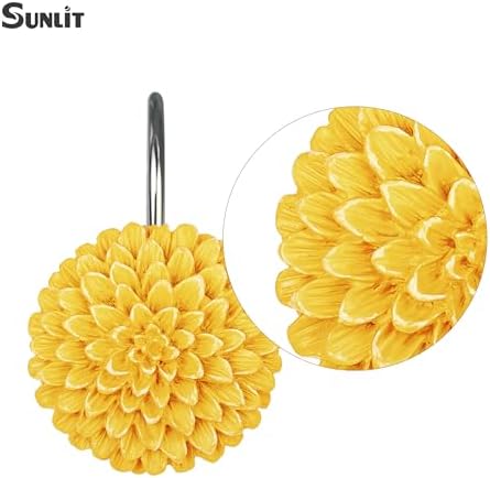 Sunlit Decorative Floral Shower Curtain Hooks, Dahlia Pinnata Flower Shower - Image 2