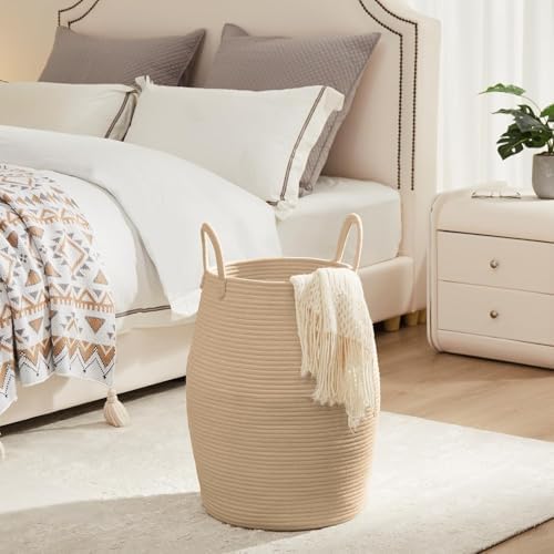 Extra Large Laundry Hamper Basket 105L Woven Blanket Basket, Jute Brown - Image 6