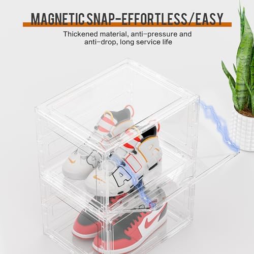 KEFA XL Shoe Storage Box Organizer, 8 Pack Shoe Boxes Clear Plastic Stackable - Image 3