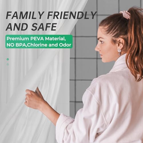 AmazerBath Frosted Shower Curtain Plastic 72x72 Inches, Heavy Duty Shower - Image 3