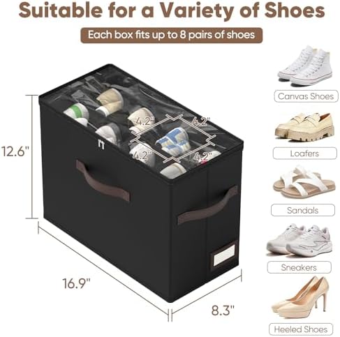 OIAHOMY 4 Pack Shoe Organizer for Closet, Foldable Shoe Storage Bins - Image 3