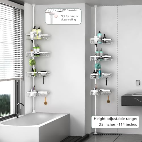 DAOYA Corner Shower Caddy Tension Pole 4 Tier Shower Caddy Organizer Silver - Image 6