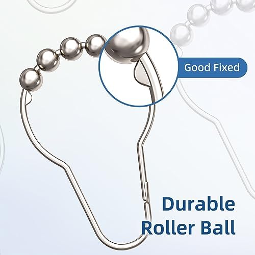 Titanker Shower Curtain Hooks Rings, Rust-Resistant Metal Shower Curtain Hooks - Image 3
