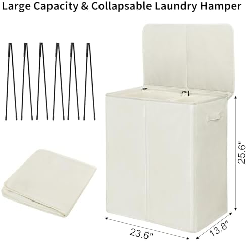 WOWLIVE 140L Double Laundry Hamper 2 Section - Image 3