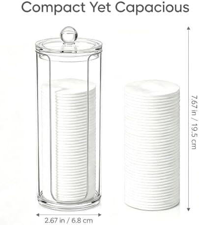Cotton Rounds Pad Holder Dispenser - 16oz Acrylic Container - Image 2
