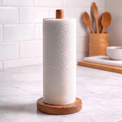 Acacia Wood Paper Towel Holder Stand – Wooden Kitchen Paper Towel Holder by CHAUNCEYHOME