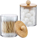 2 Pack Qtip Holder Dispenser - 10 oz Clear Plastic Apothecary Jar Containers by VITEVER