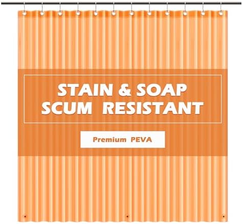 EHZNZIE Orange Shower Curtain Liner 72x72, PEVA Waterproof Bath Curtain by EHZNZIE