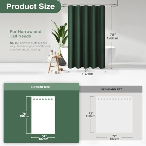 Dynamene Stall Waffle Shower Curtain 256 GSM Heavy Fabric 54x78 Dark Green - Image 2