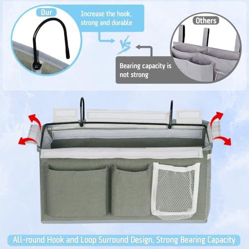 Lilithye Bedside Caddy, Bedside Storage Bag Hanging Organizer - Image 6