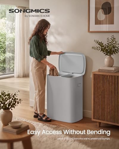 SONGMICS Laundry Hamper with Lid, 160L Laundry Basket, 2 Sections - Image 2