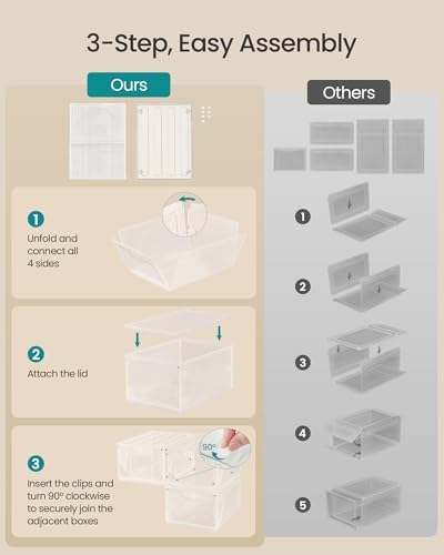 SONGMICS Shoe Boxes with Magnetic Doors, Fit up to US Size 12 - Image 4